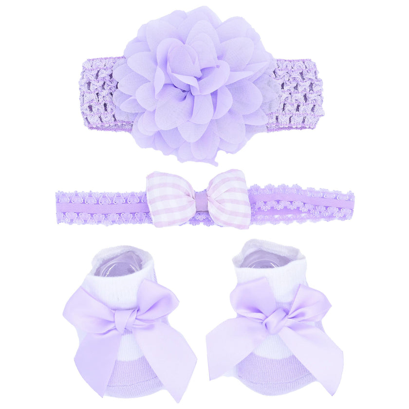 Purple Pastel Bow Flower Gift Set