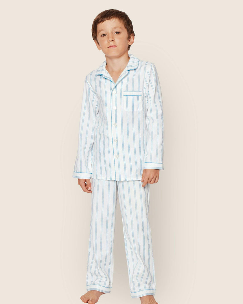 Kid's Twill Pajama Set in Periwinkle Stripe