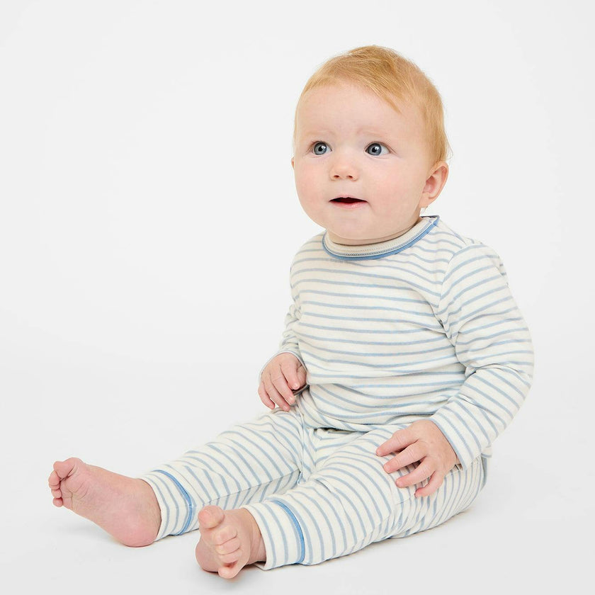 Andy Baby Legging, Dusty Blue Mini Stripe