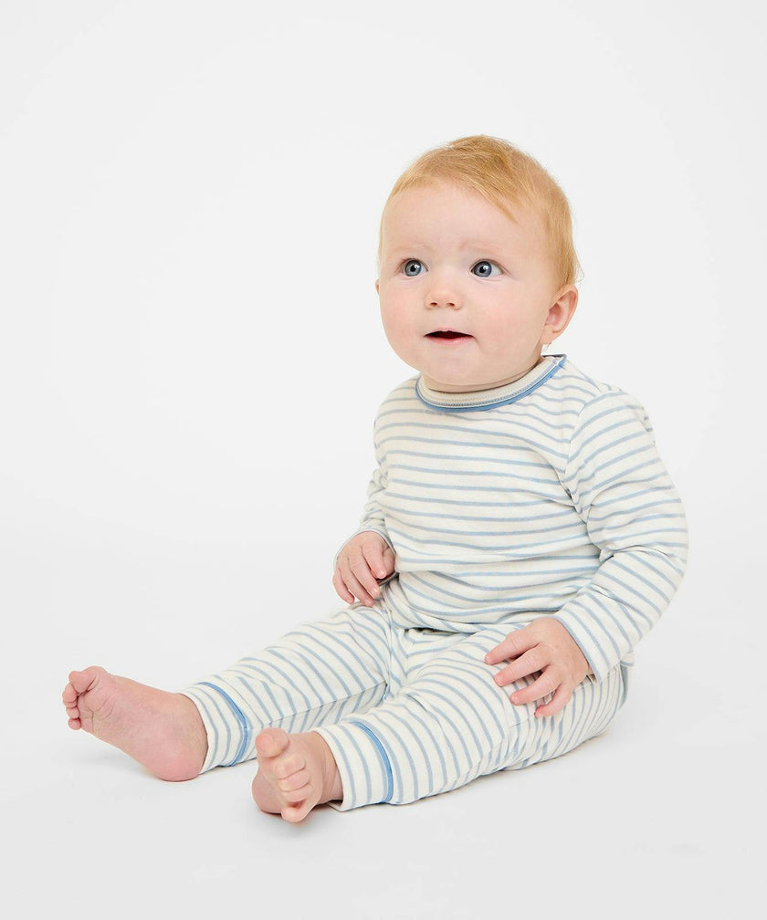 Andy Baby Legging, Dusty Blue Mini Stripe