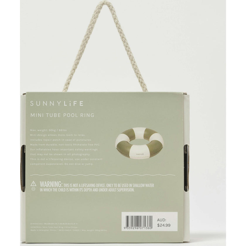 Mini Tube Pool Ring: Tides Out Olive Stripe