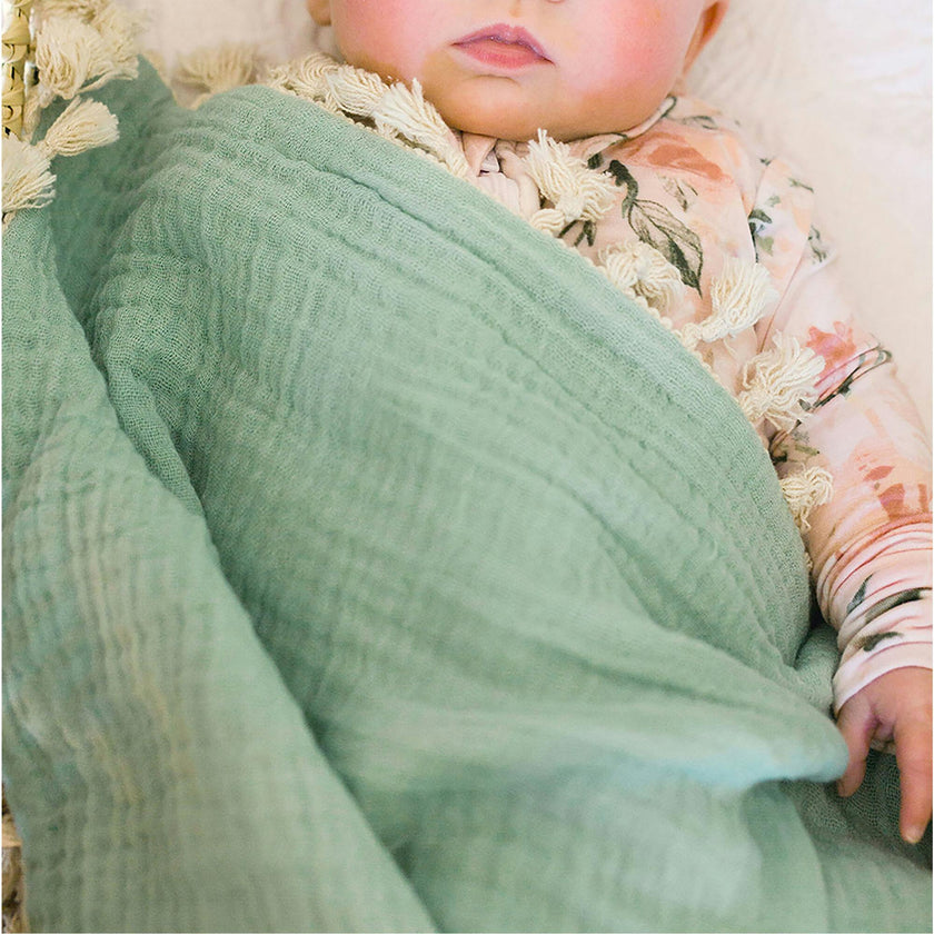 6 Layer Muslin Blanket Evergreen