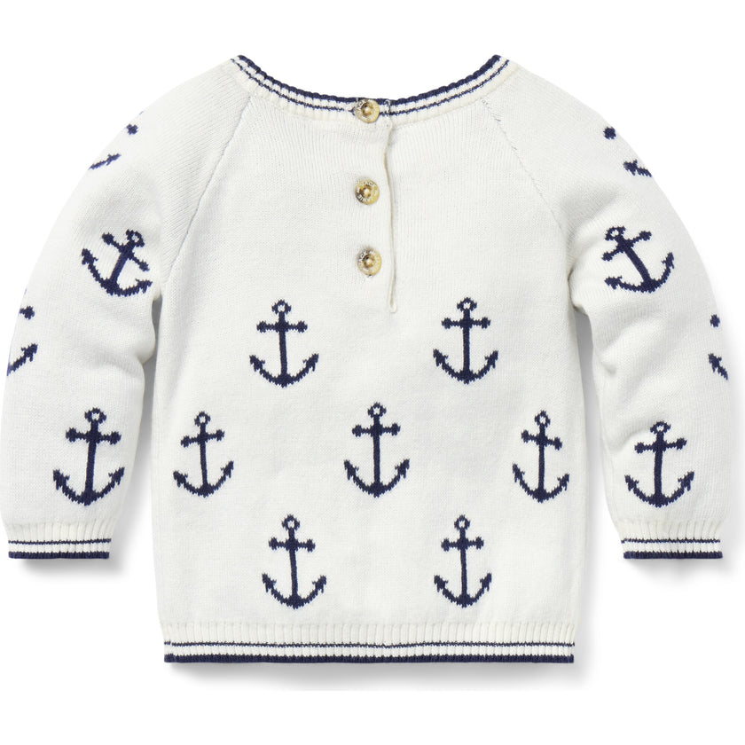 Baby Anchor Sweater, White