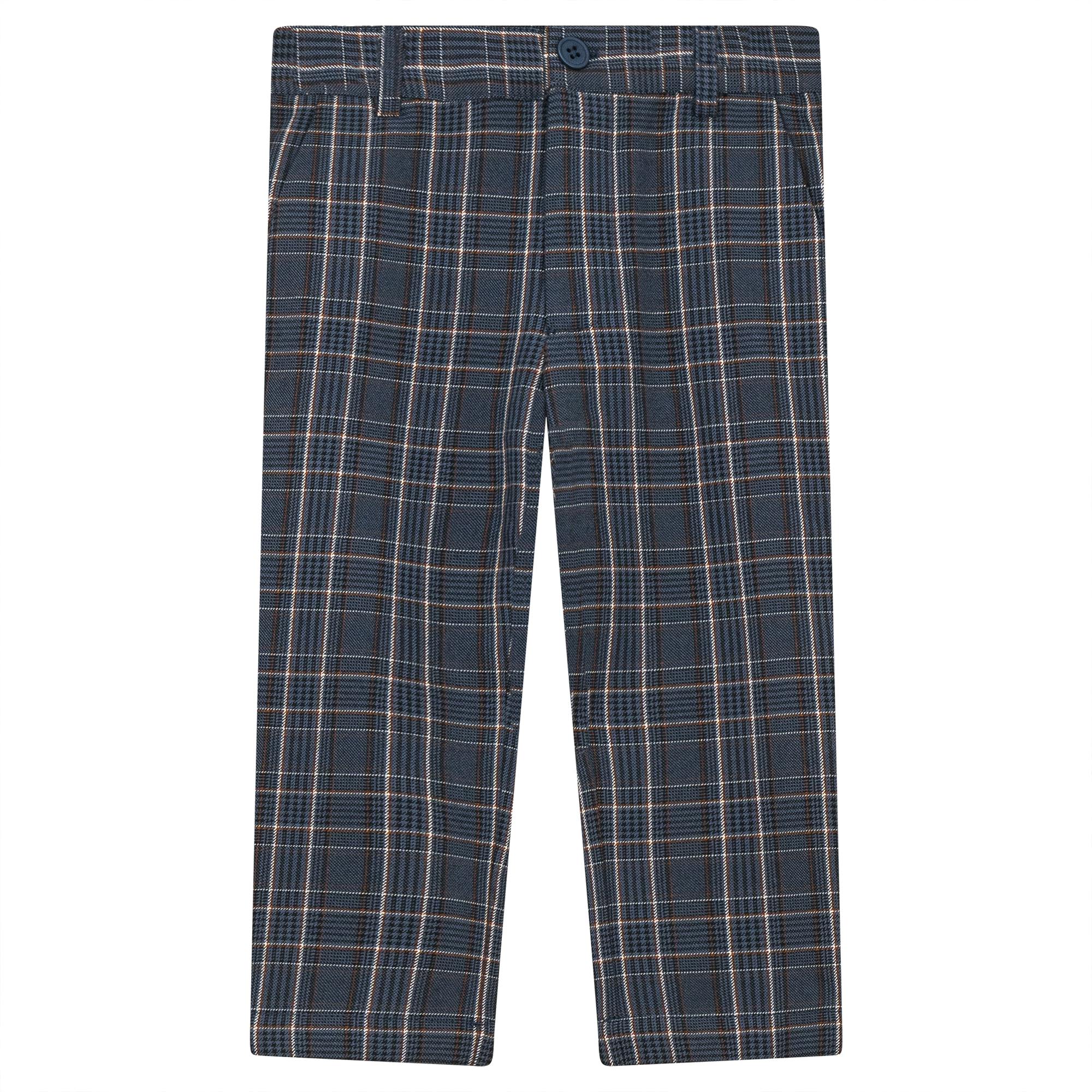 Woven Plaid Long Pants Beige