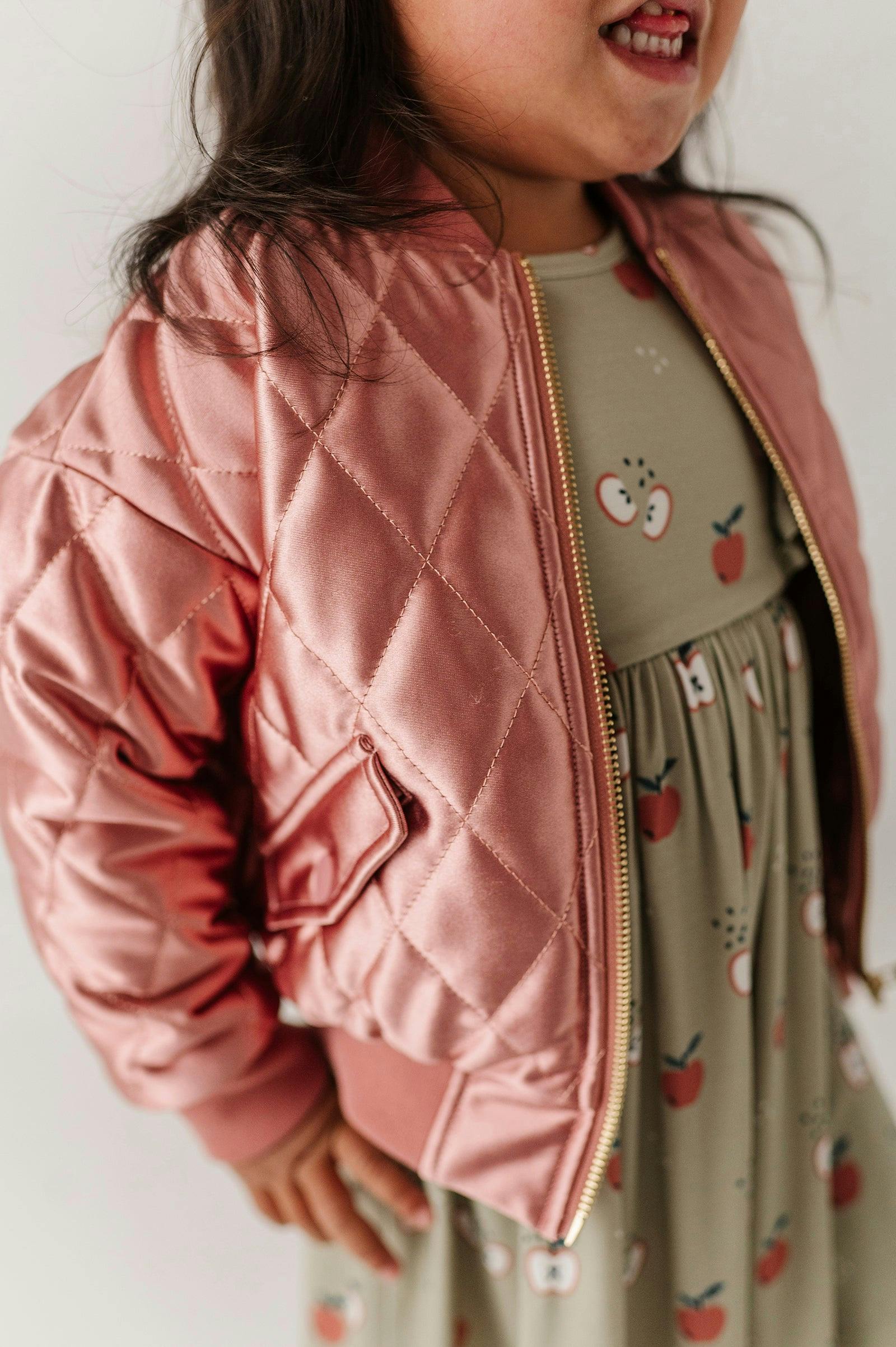 Girls Bomber Jacket in Rose Sparkles