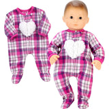 15" Doll Flannel Sleeper W/ Heart