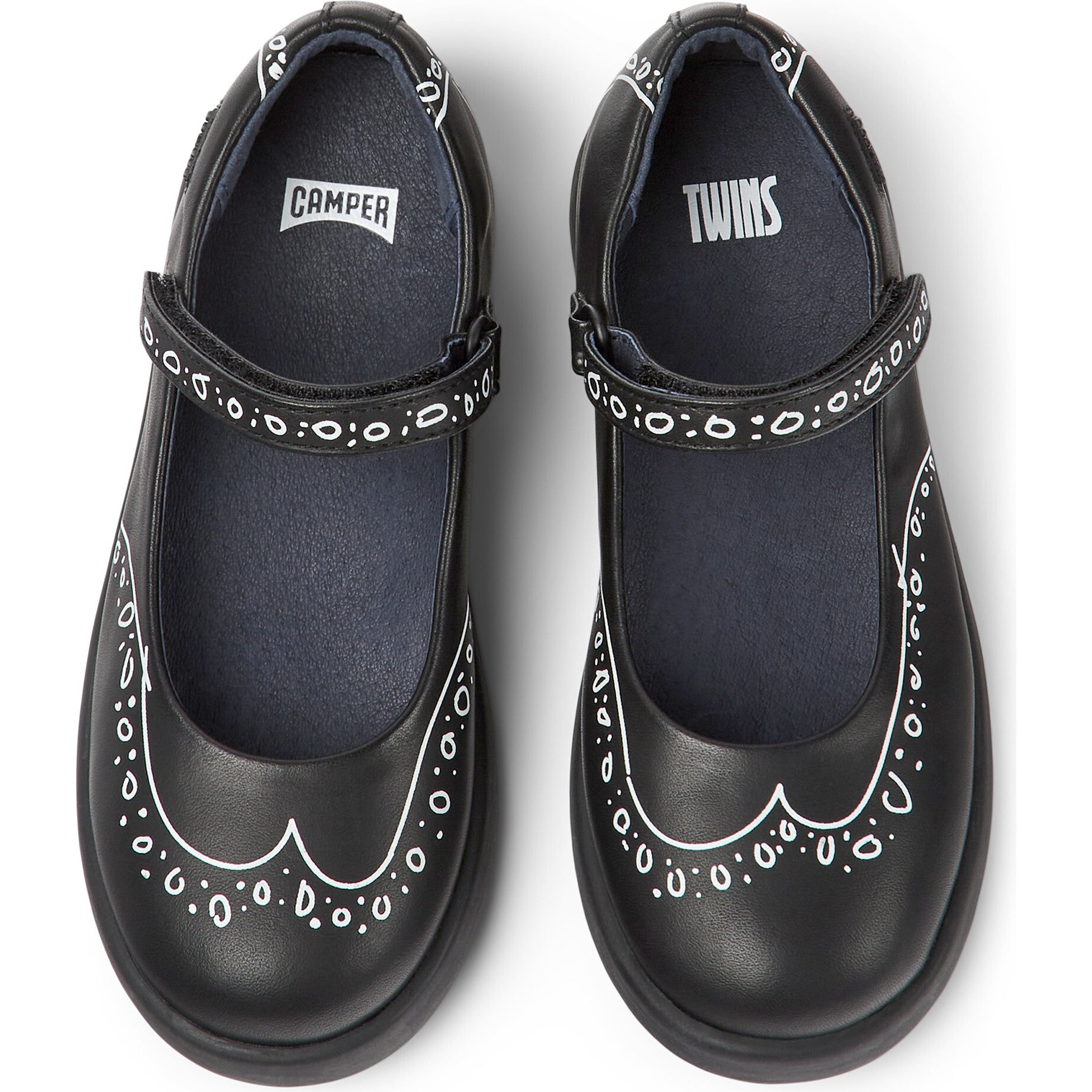 Duet Twins Printed Leather Mary Jane Shoes