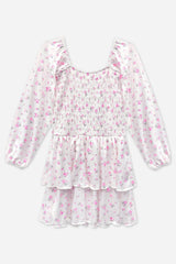 Simply Soft Long Sleeve Smocked Ruffle Skirt Dress