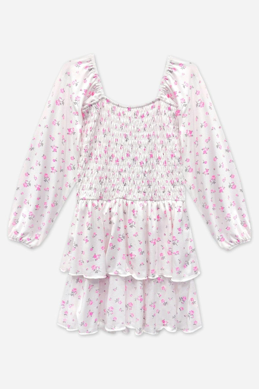 Simply Soft Long Sleeve Smocked Ruffle Skirt Dress