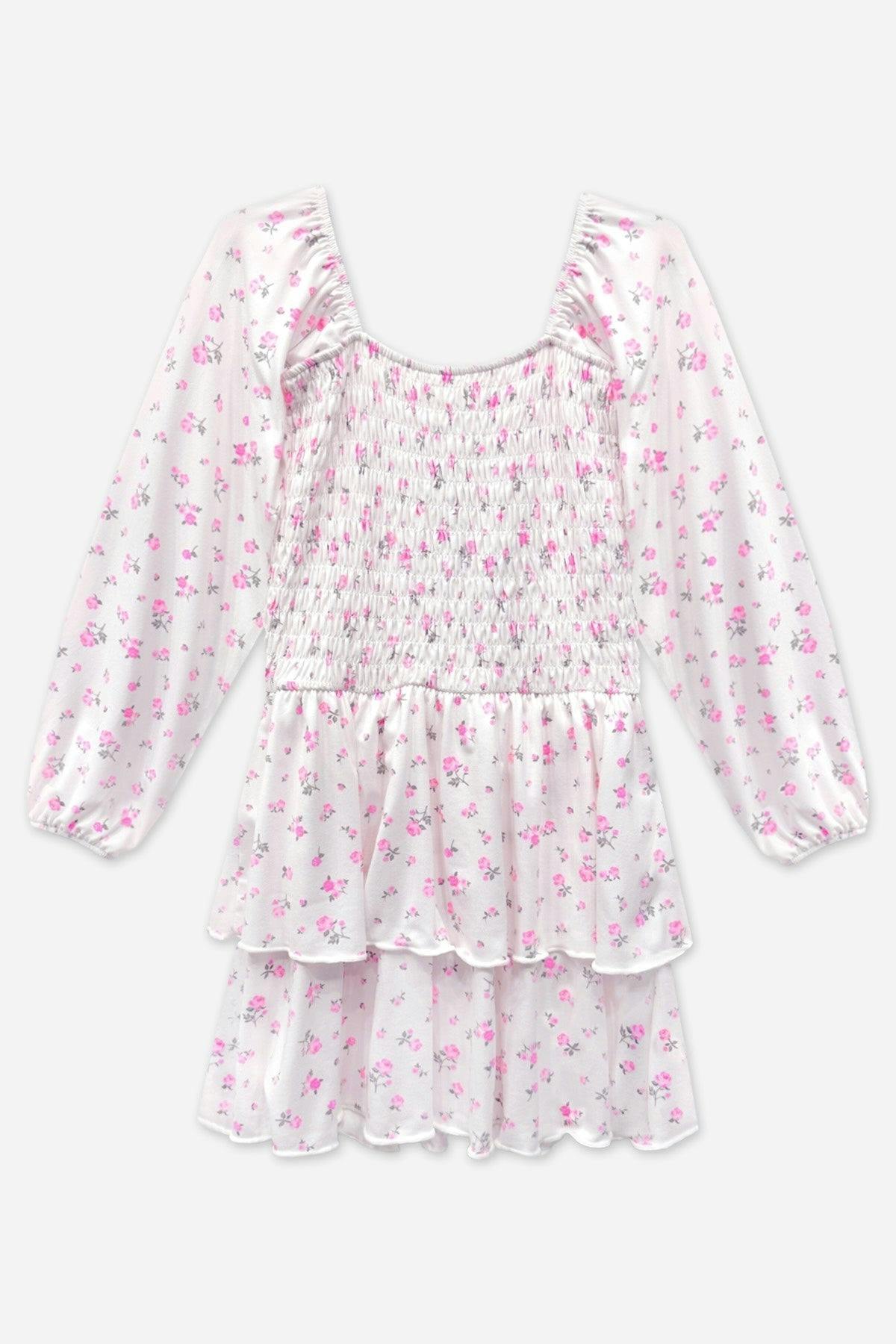 Simply Soft Long Sleeve Smocked Ruffle Skirt Dress