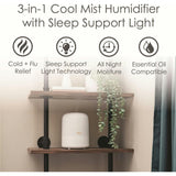 3-in-1 Compact Humidifier - 0.5 Gallon with Sleep Support Light & Aroma Diffuser