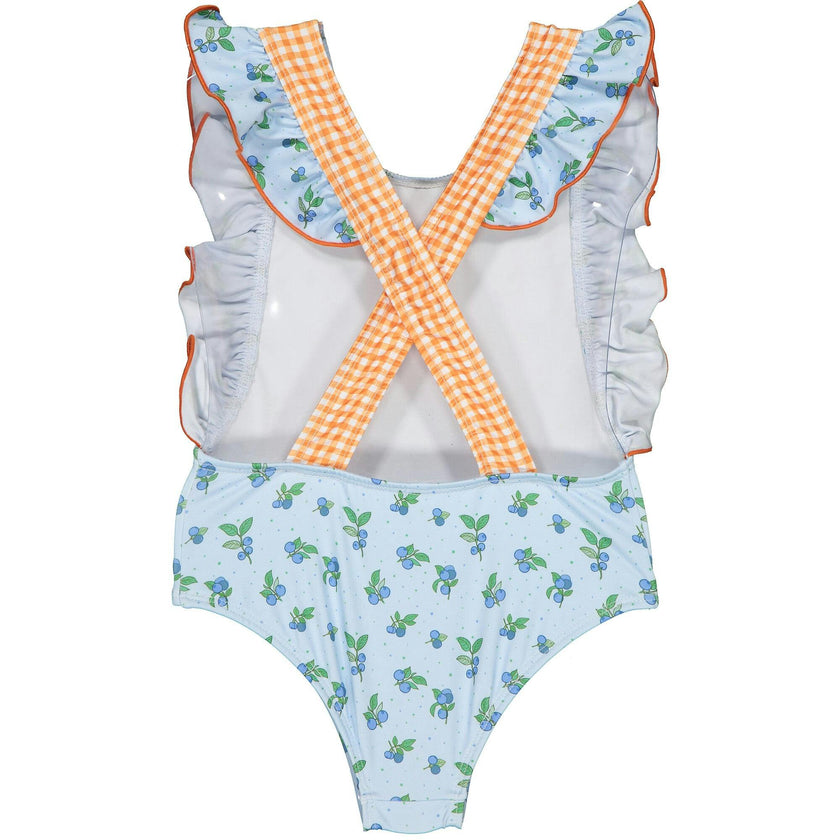 Blueberry Print Vichy Swimsuit, Multi