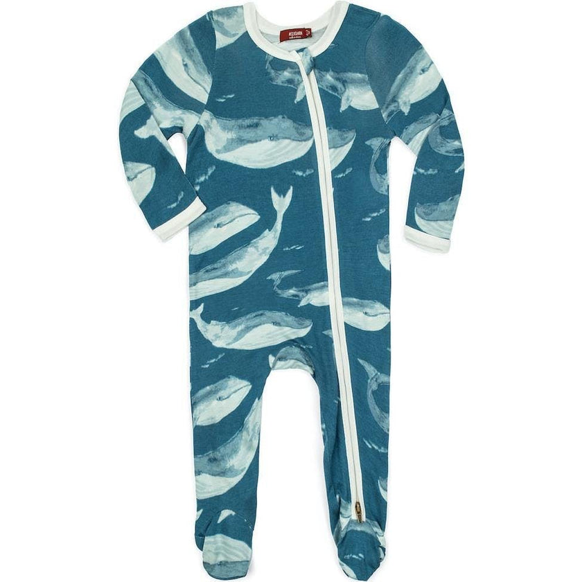 Blue Bamboo Zipper Footed Romper