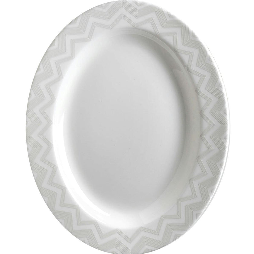 Oval Dish ZIG ZAG  White diam. 14"