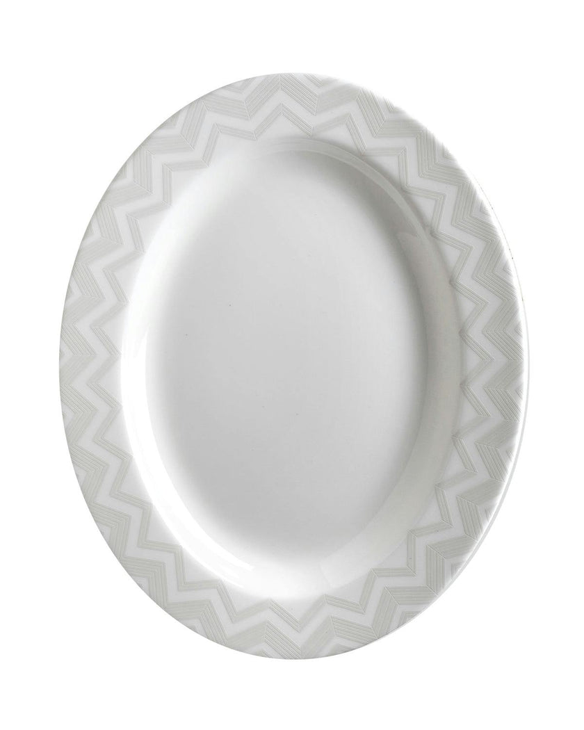 Oval Dish ZIG ZAG  White diam. 14"