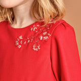 Red Pleated Floral Dress  - FINAL SALE