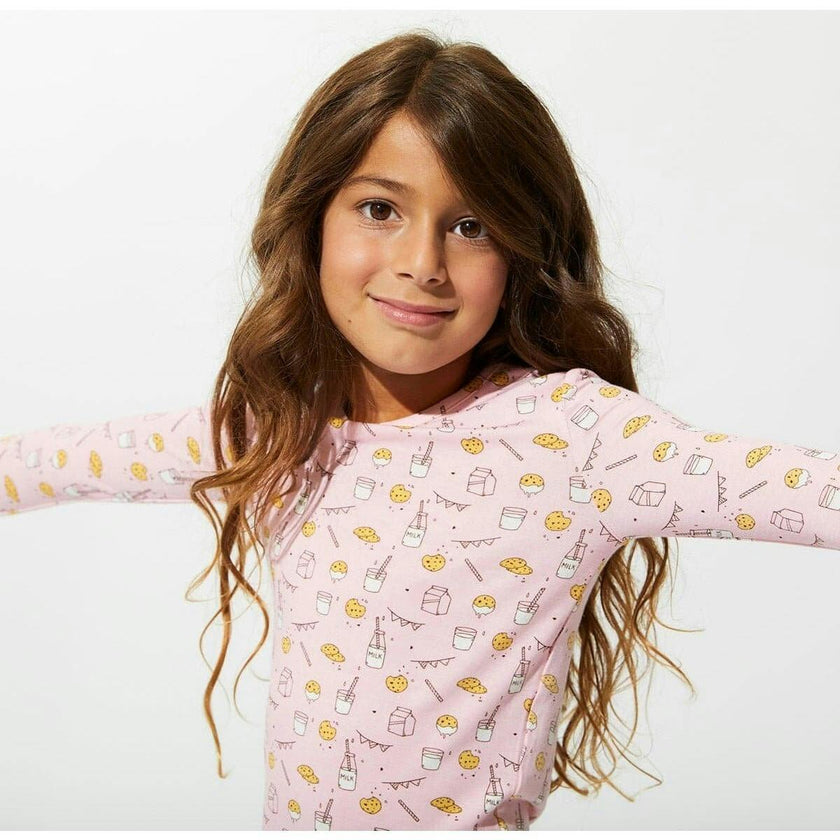 Milk & Cookies Pink Bamboo Kids Pajamas