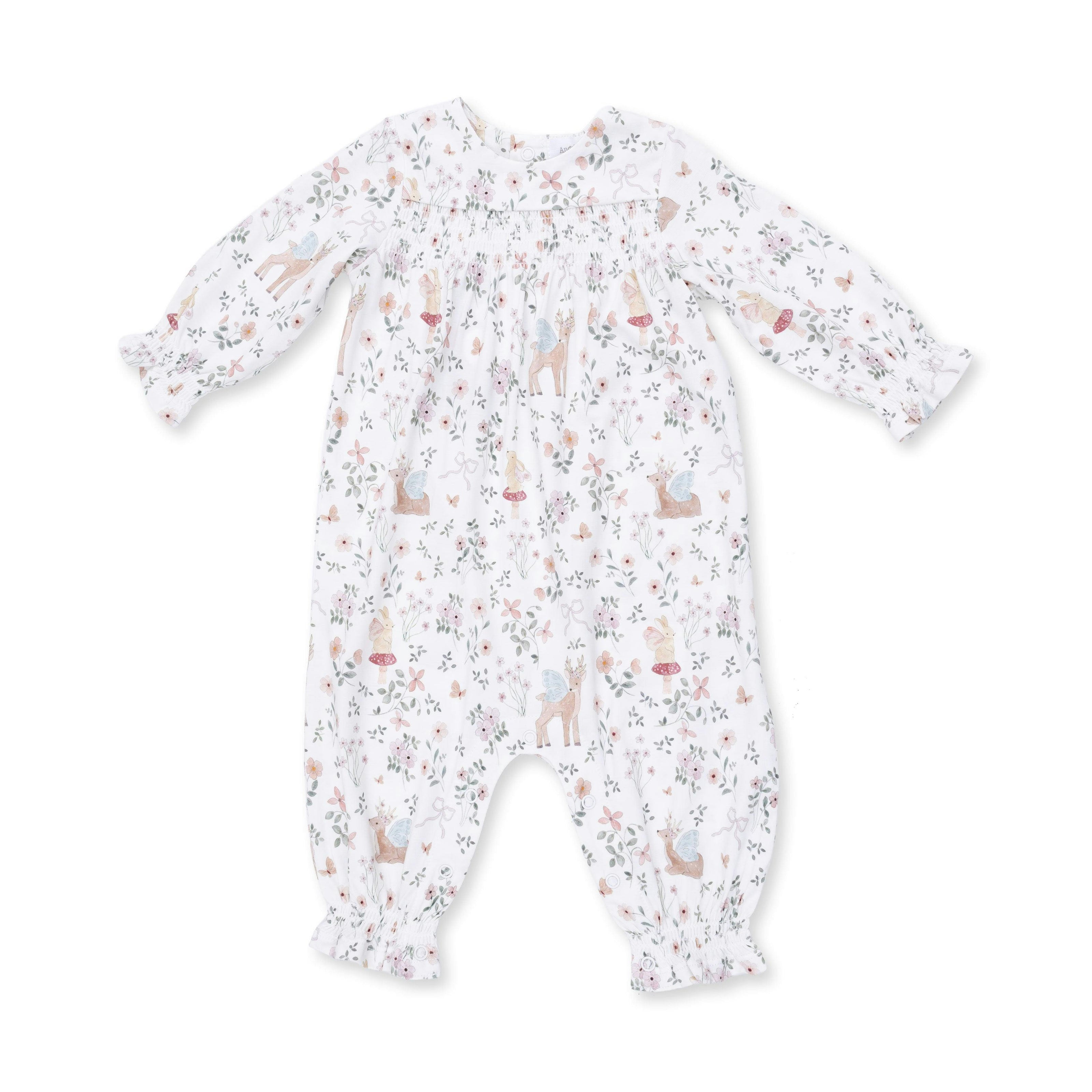 Enchanted Woodland - Smocked Long Sleeve Romper