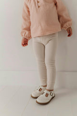 Girls Ribbed Leggings in Cream