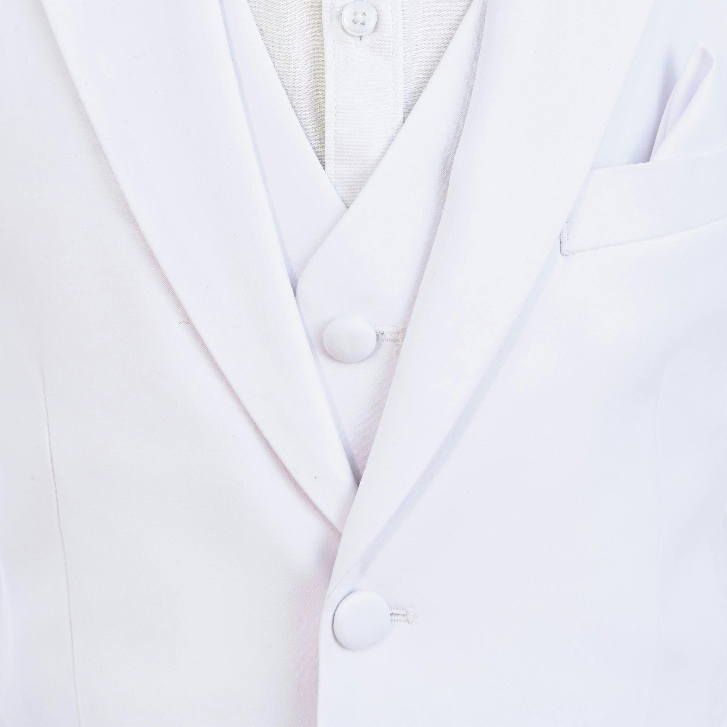 White Peak Lapel Trim Wool Suit