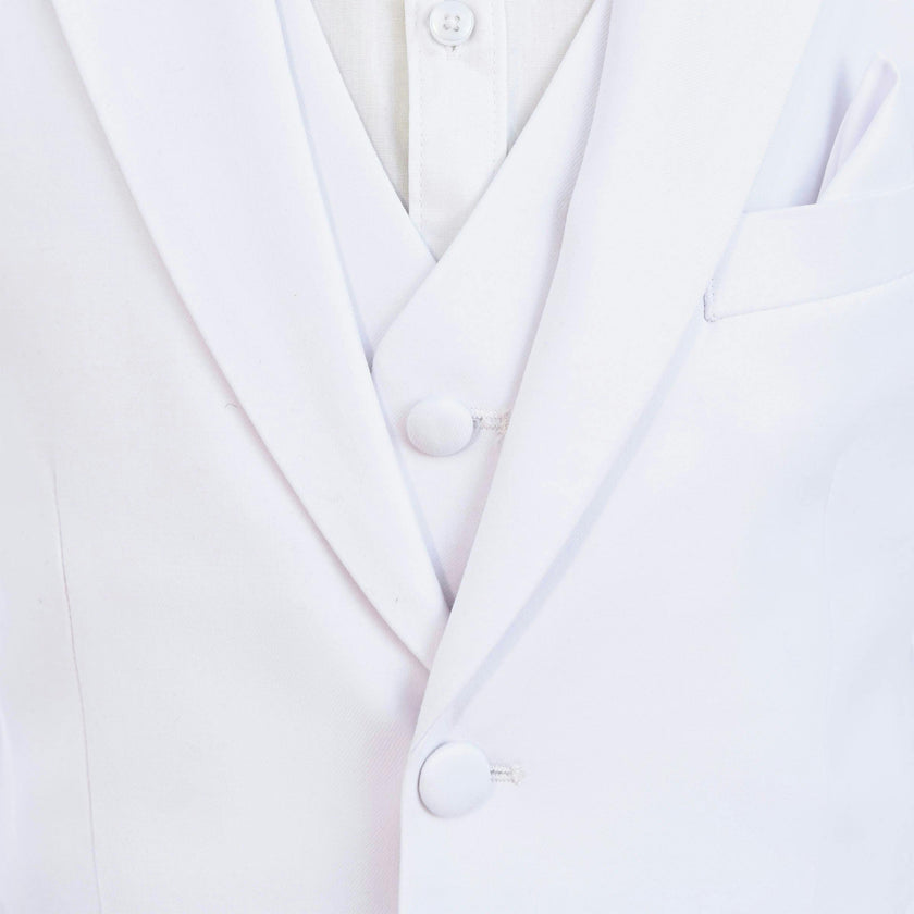 White Peak Lapel Trim Wool Suit