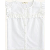 Ruffle Button Down Tank in White