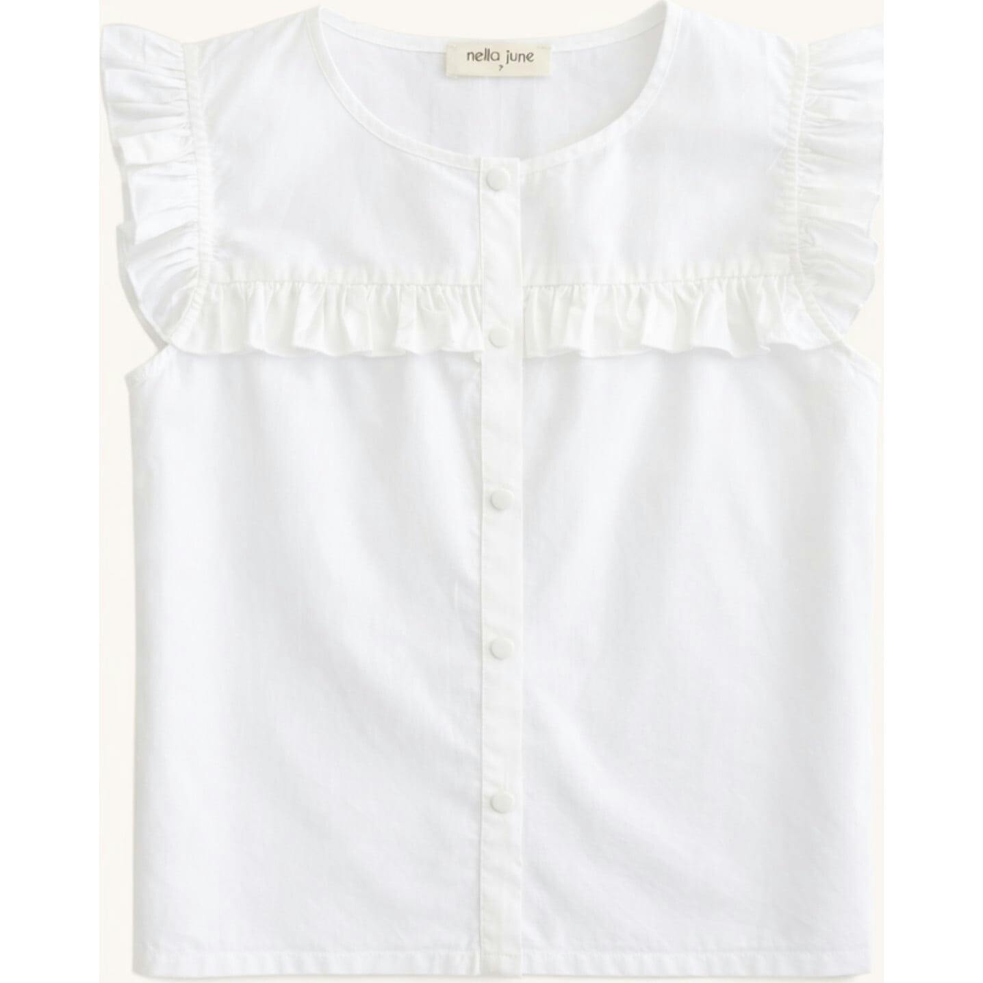 Ruffle Button Down Tank in White