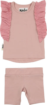 Ruffle Sleeve Short Set