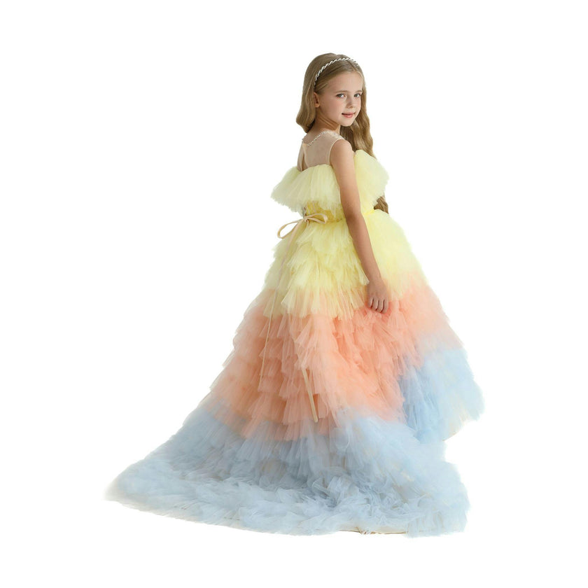 Yellow Tiered Pastel Ruffle Callecita Dress