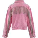 Pink Crystal Tassel Denim Jacket