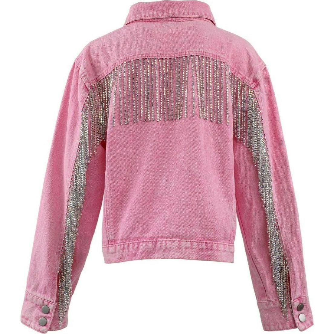 Pink Crystal Tassel Denim Jacket