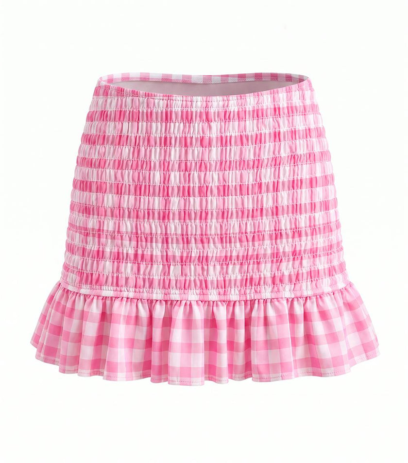 smocked skirt pink gingham