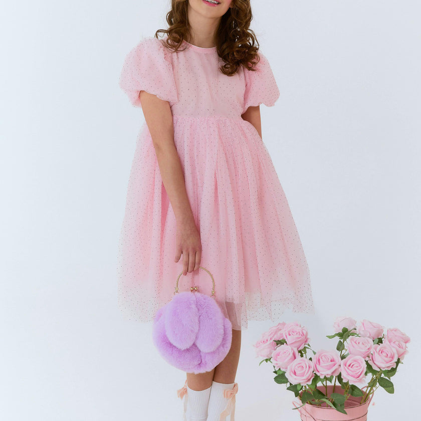Magic Crystal Short Puff Sleeve Dress