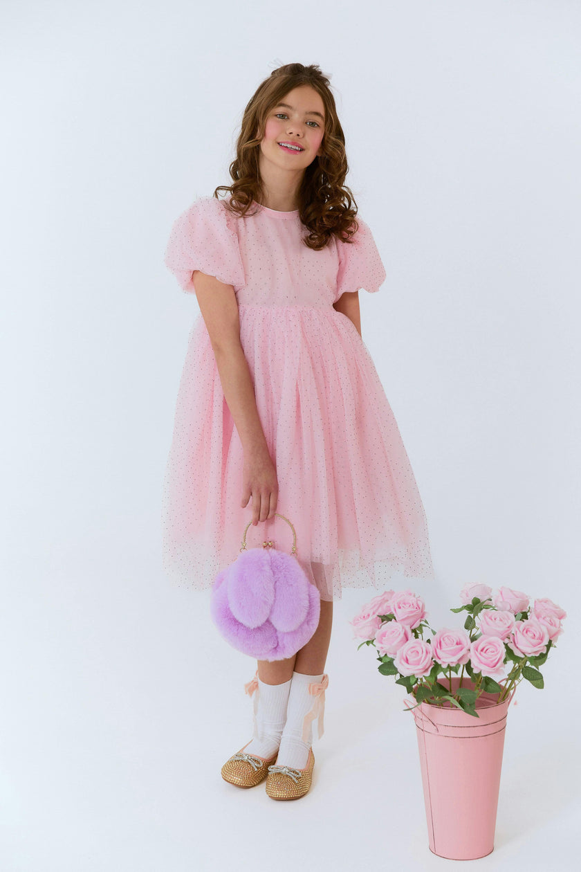 Magic Crystal Short Puff Sleeve Dress