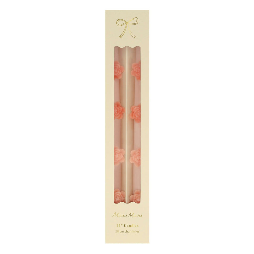 Pink Flower Taper Candles