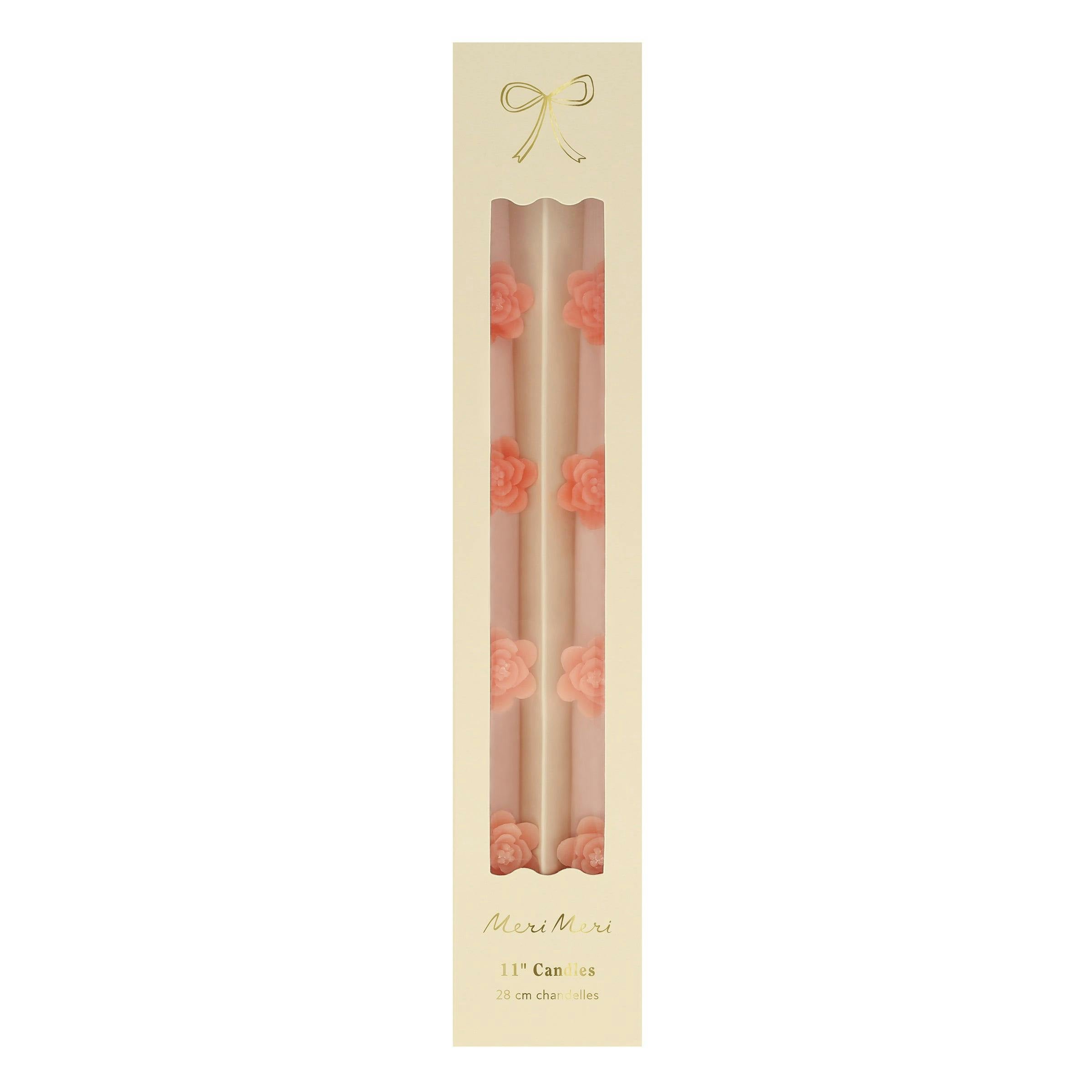 Pink Flower Taper Candles