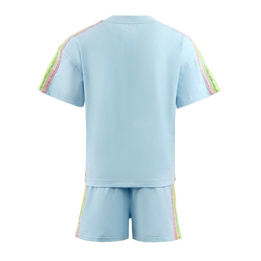 Blue Rainbow Stripe Short Set