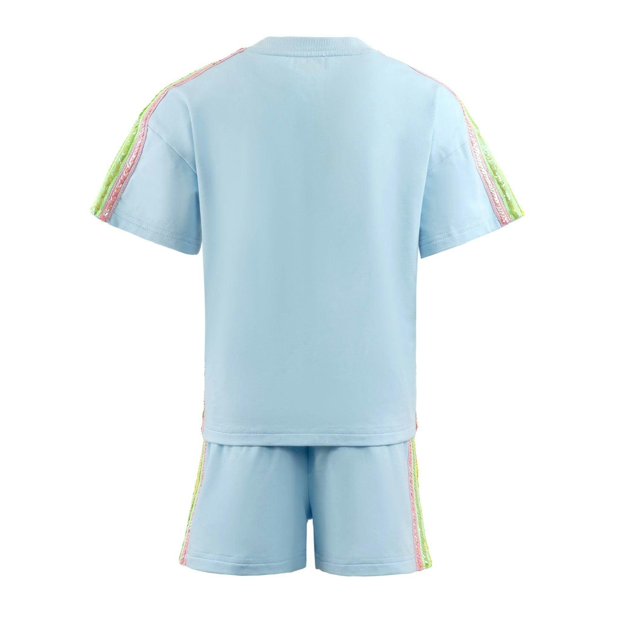 Blue Rainbow Stripe Short Set
