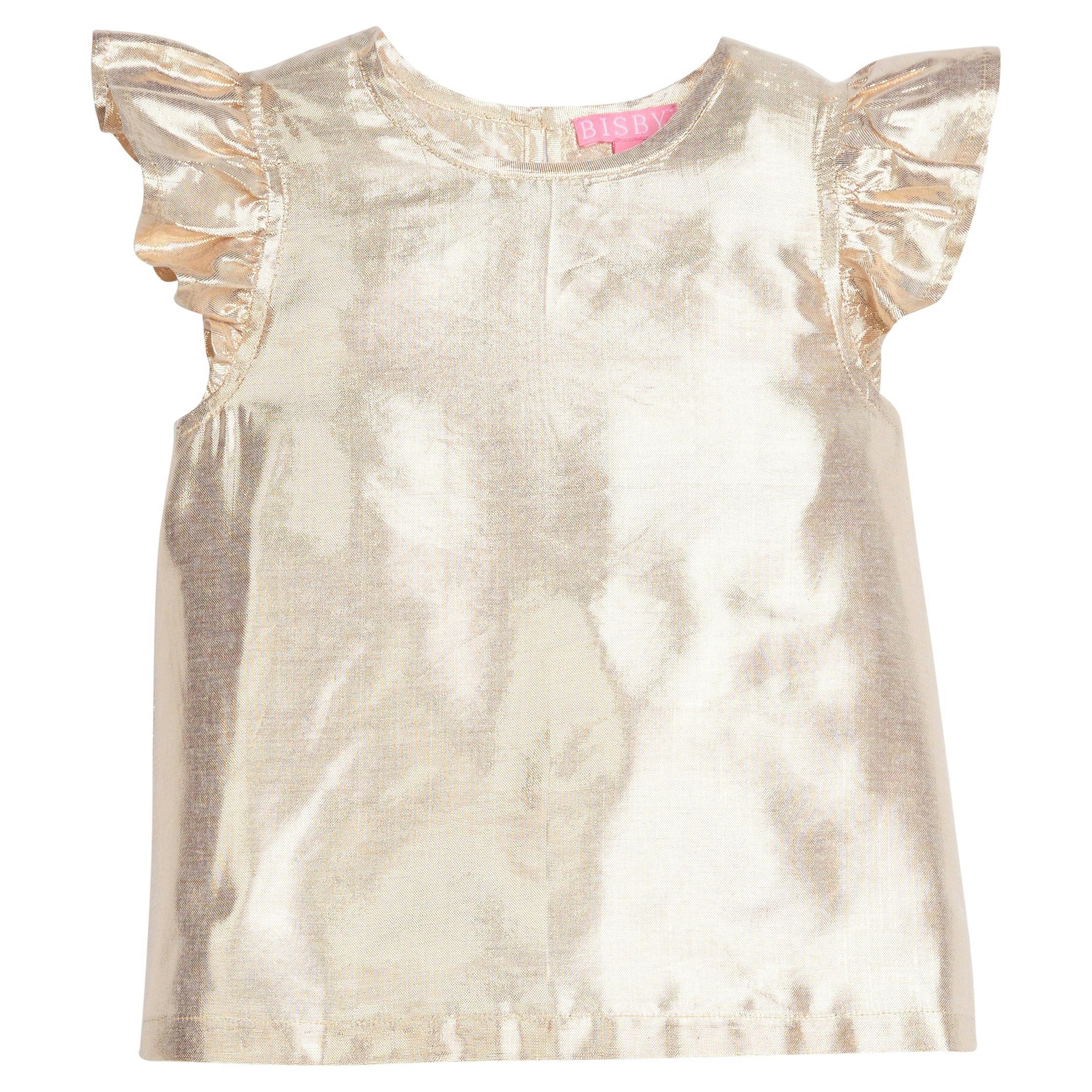 Gold Metallic Ruffle Shoulder Sleeveless Top