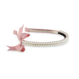 Halo Luxe Molly Double Strand Pearl Grosgrain Bow Headband - Mauve