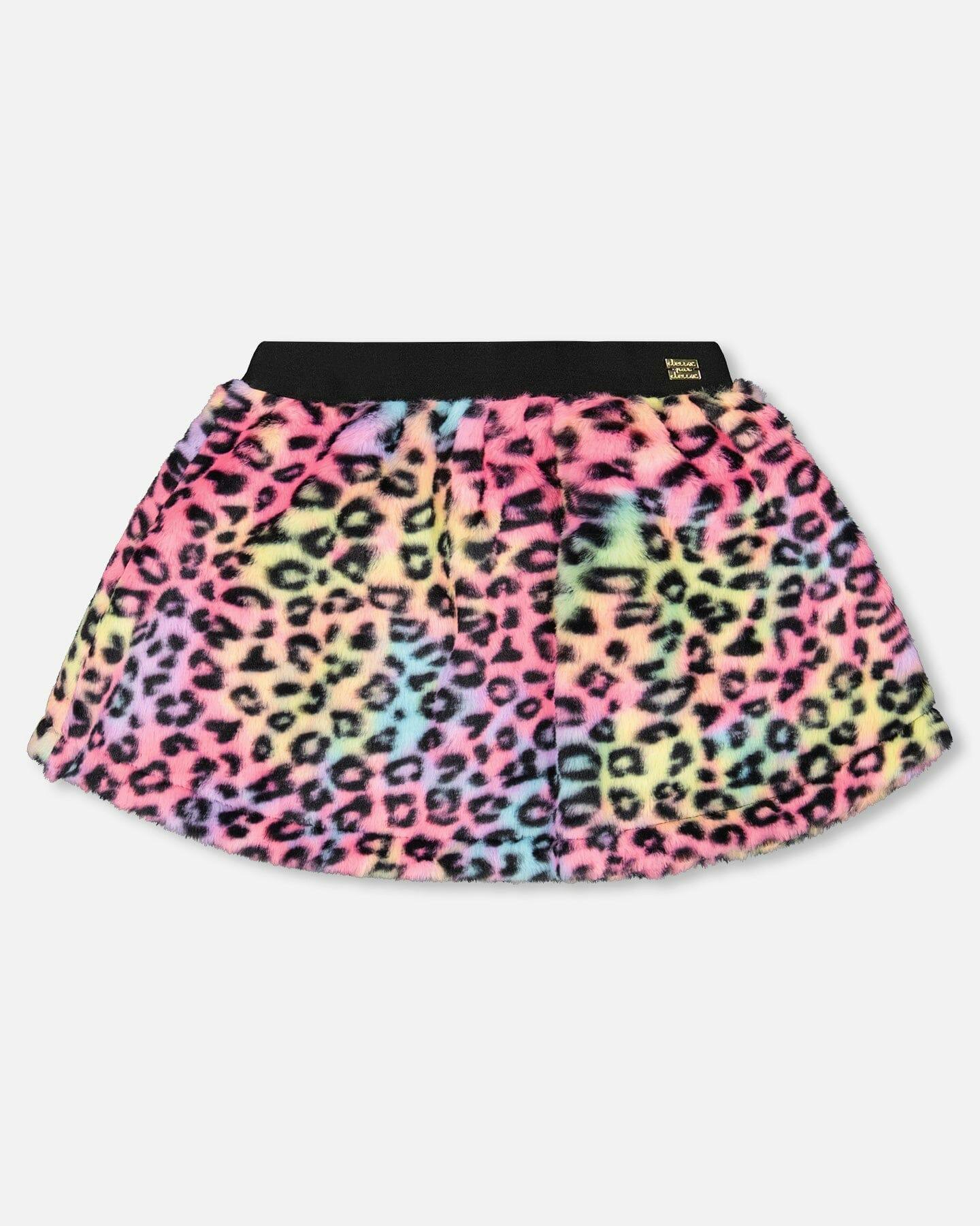 Faux Fur Skirt Multicolor Leopard
