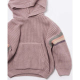 Chunky Ribbed Knit Long Sleeve Front Pocket Boxy Fit Hooded Sweater