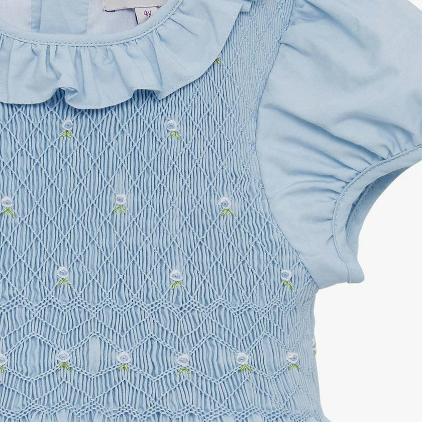 Willow Rose Hand Smocked Dress in Cornflower Blue