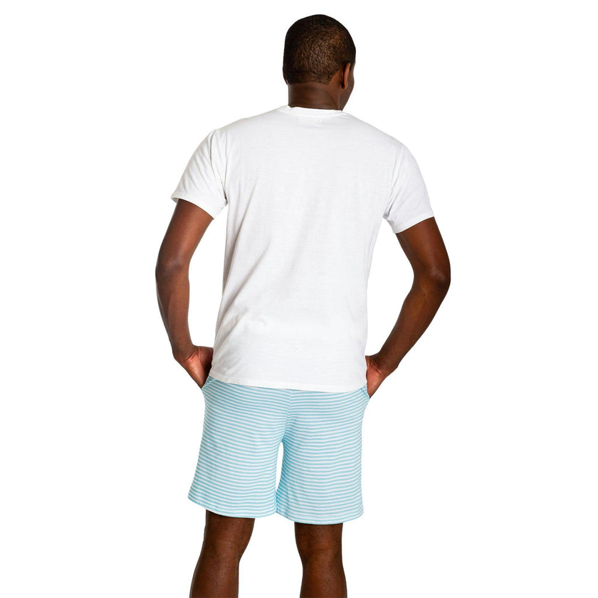 Men's Sky Blue Jersey Sleep Shorts - Organic Stretch Cotton