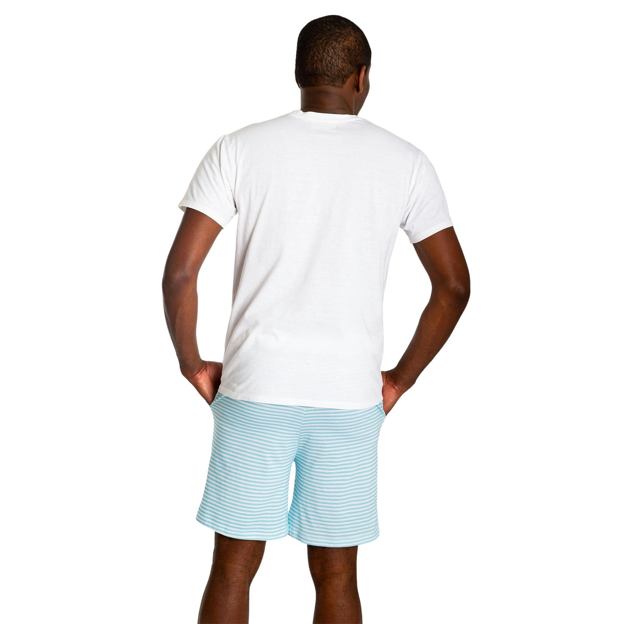 Men's Sky Blue Jersey Sleep Shorts - Organic Stretch Cotton