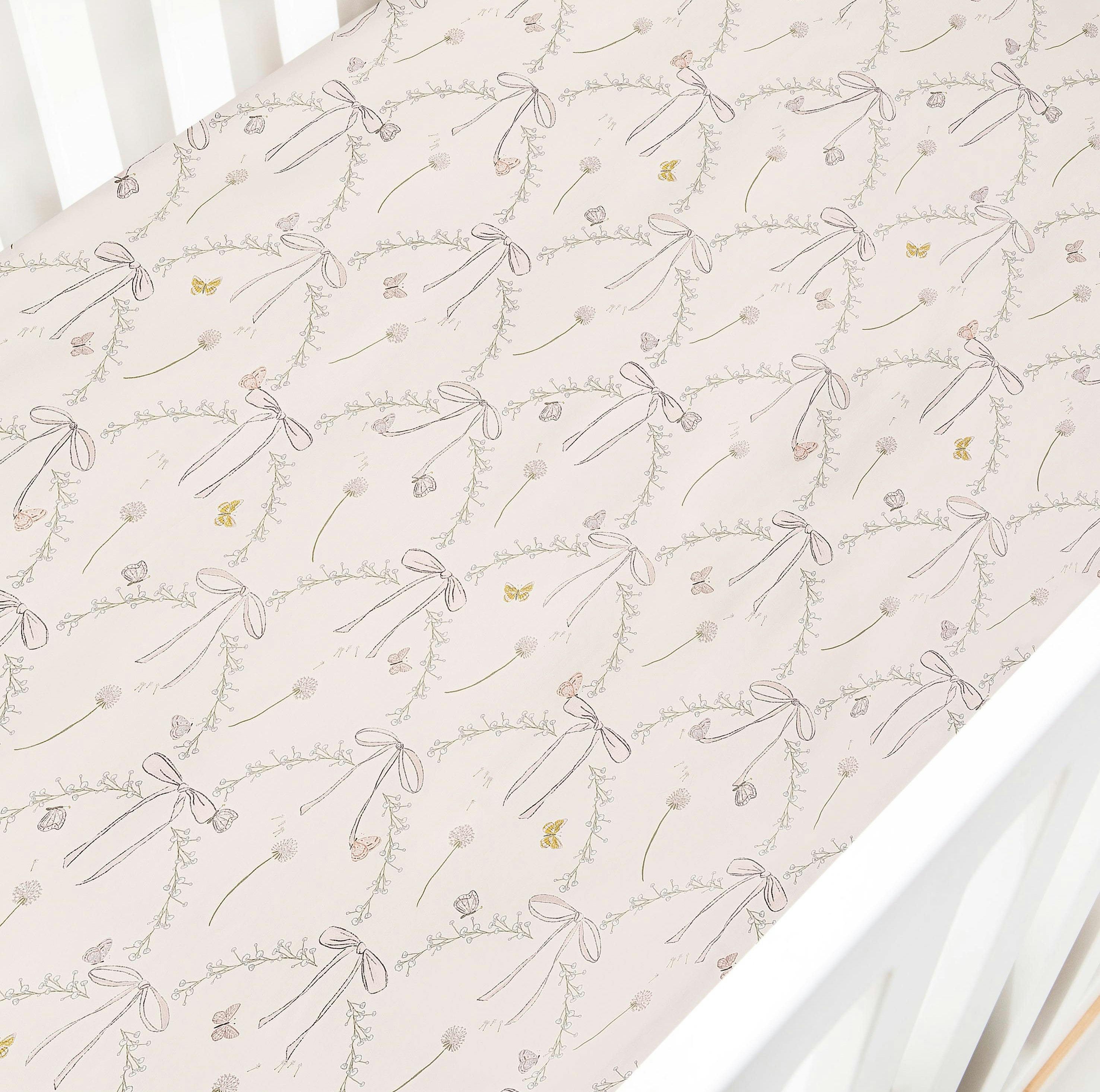 Bows & Butterfly Kisses Crib Sheet