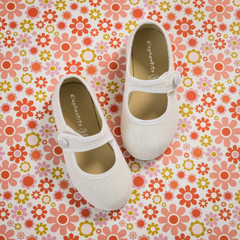 Linen Mary Jane | White