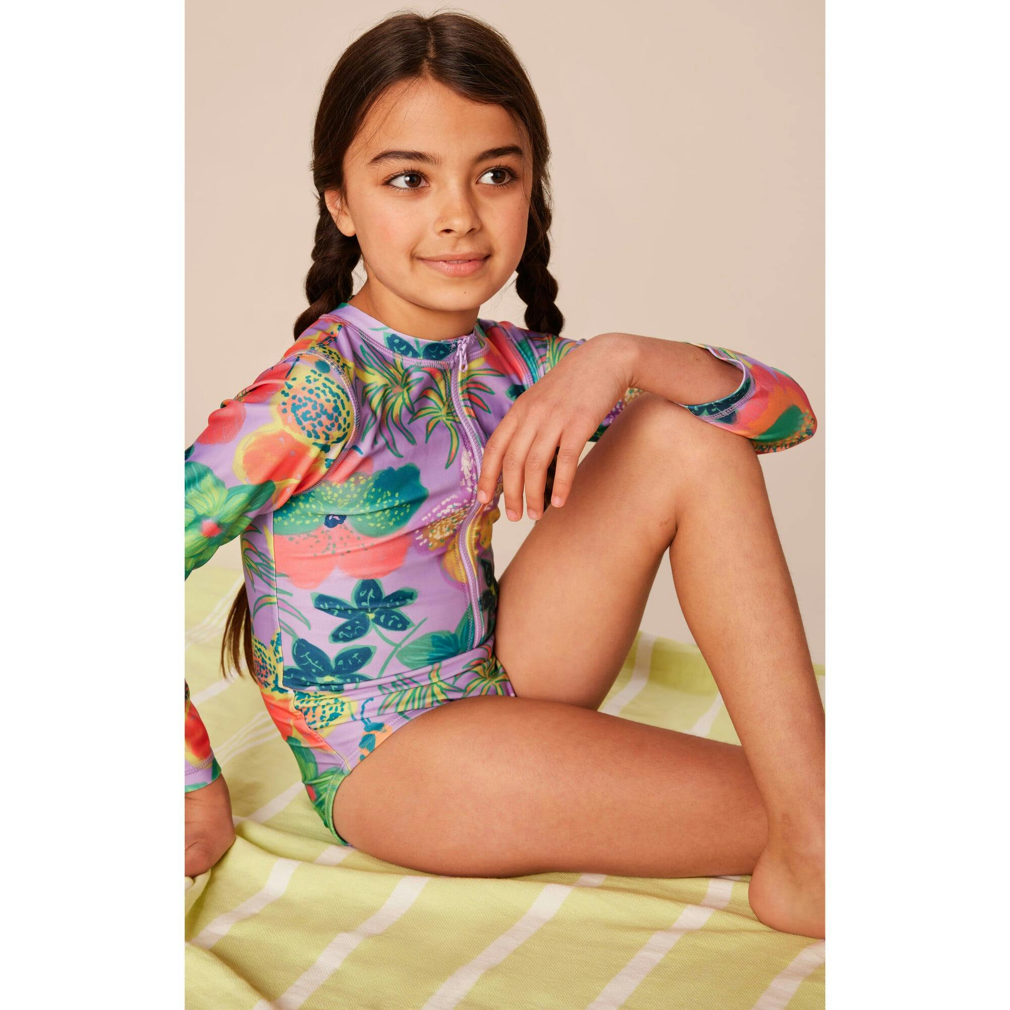 Long Sleeve One-Piece Swimsuit, Multi