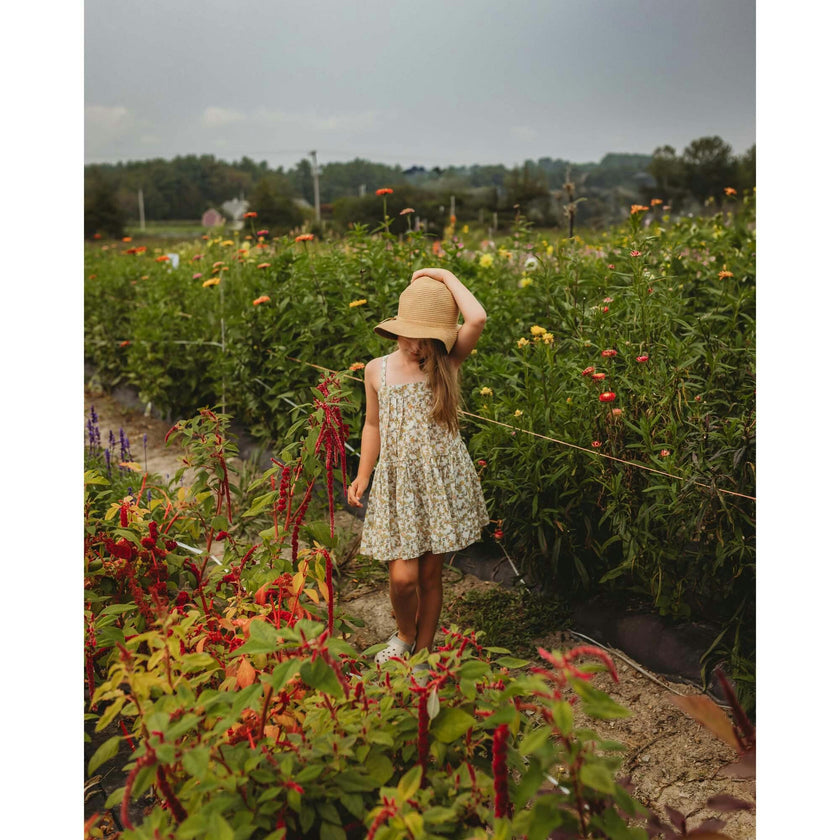 Hikari Pintuck Dress| Mustard Sage Blossom