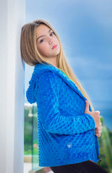 Minky Bubble Zip Hoodie - Blue